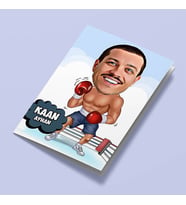 Kişiye Özel Boks Ringindeki Erkek Karikatürlü Tebrik Kartı