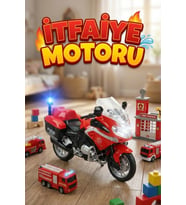 1:20 Ölçekli Sesli ve Işıklı Oyuncak İtfaiye Motosikleti - Kırmızı Model Motor (Fire Rescue)