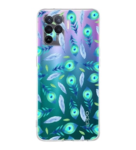 PrintiFy Oppo Reno 5 Lite ile Uyumlu Nazar Boncuğu 3 Baskılı Kamera Korumalı Şeffaf Silikon Kılıf