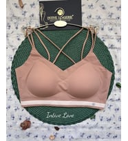 Mira Dikişsiz Hafif Dolgulu Çift Askılı Kopçasız Rahat Bralet/Sütyen/Büstiyer/Spor Sütyeni (Koyu Bej)