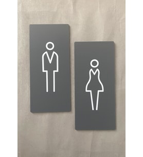 Mat Antrasit Lux Kadın Erkek WC Yönlendirme Levhası Kapı İsimliği