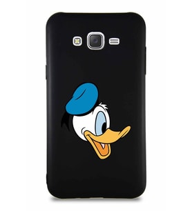 Samsung Galaxy J7 Soft Premier Kapak Donald Duck-F Tasarımlı Silikon Kılıf - Siyah (Şeffaf)