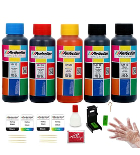 Perfection HP Uyumlu Deskjet 4927 2876 4376 2976 6575 Kartuş Uyumlu Dolum Seti 5x100 gr. Aparatlı+Solüsyonlu