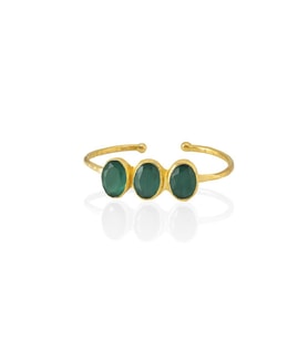 Kadir Jewellery 22 Ayar Altın Kaplama Zirkon Taşlı Ayarlanabilir Trend Bilezik (K.Yeşil)
