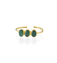 Kadir Jewellery 22 Ayar Altın Kaplama Zirkon Taşlı Ayarlanabilir Trend Bilezik (K.Yeşil)