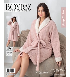 pilelistore Boyraz 0046 Kadın Sharpi Welsolf Sabahlık (Pudra)