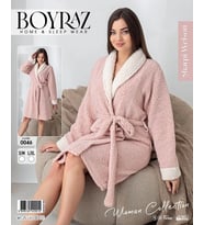 pilelistore Boyraz 0046 Kadın Sharpi Welsolf Sabahlık (Pudra)
