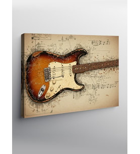 Kanvas Tablo Vintage Elektro Gitar
