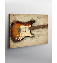 Kanvas Tablo Vintage Elektro Gitar