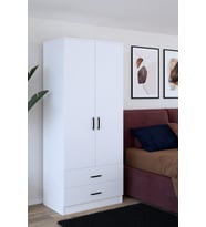 GUBİMO-ABETE 2 Kapılı 2 Çekmeceli Gardırop / Beyaz