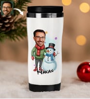 BK Gift Kişiye Özel Erkek Yılbaşı Karikatürlü Çelik Termos Bardak - 14, Yılbaşı Hediyesi, Yeni Yıl Hediyesi