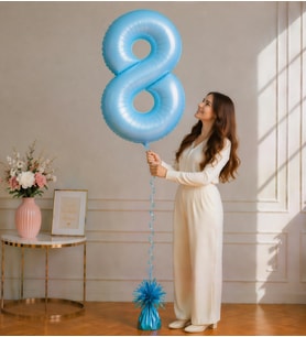 8 Rakamlı Mavi 76 cm Helyum Balon – Folyo Parti Balonu