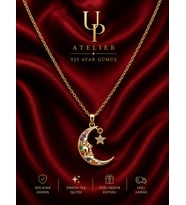 Up Atelier 925 Ayar Gümüş İthal Zincirli Ay Yıldızlı Model 40-45cm Ayarlanabilir