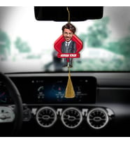 Yakışıklı Takım Elbiseli Adam Karikatürlü Ahşap Dikiz Ayna Araba Süsü