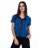 107-CM-0037-7318 V Yaka Kalın Biye Bluz SAKS