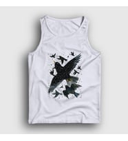 Presmono Unisex Beyaz Herd Of Birds Kuş Karga Atlet 321363tt