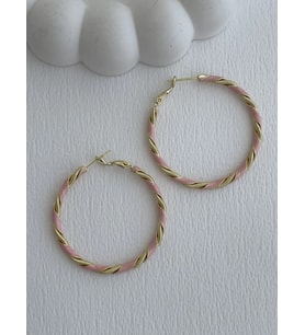 Özel Seri Pembe & Gold Sarmal Tasarım Halka Küpe