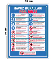 Metal Havuz Kuralları 15cm x 20cm Uyarı Levhası Yönlendirme Tabelası
