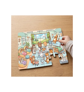 Hayvan Hastanesi - Veterinerdeki Hayvanlar Tasarımlı 24 Parça Ahşap Çocuk Puzzle