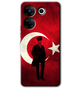 Tecno Camon 20 Kılıf HD Desen Baskılı Arka Kapak - Atatürk Bayrak