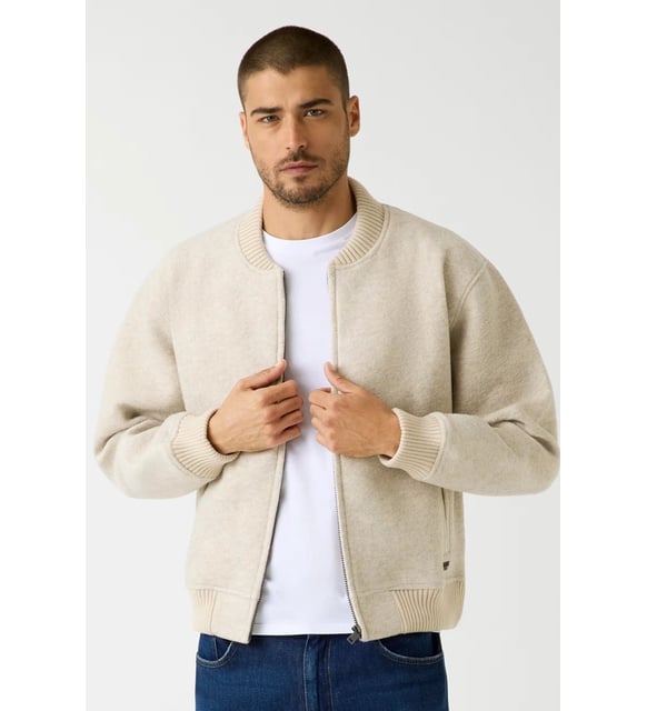 Guess Bomb Erkek Krem Yün Karışımlı Scuba Ceket M5BQ22K7640-LOH