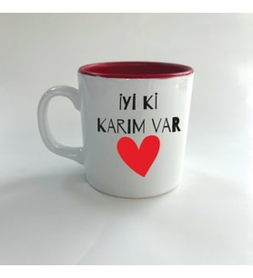 İyi Ki Karım Var Baskılı Kırmızı Multi Sevgililer Günü Kupası