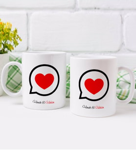 BK Gift Kişiye Özel İsimli Sevgililer Günü Tasarımlı İkili Kupa Bardak-74
