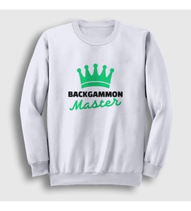 Presmono Unisex Beyaz Backgammon Master Tavla Ustası Oyun Sweatshirt 417203tt (Beyaz)