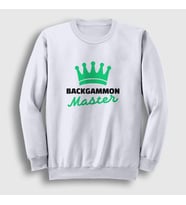 Presmono Unisex Beyaz Backgammon Master Tavla Ustası Oyun Sweatshirt 417203tt (Beyaz)