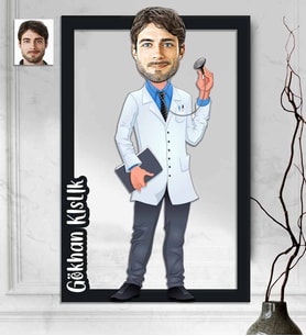 Kişiye Özel 3D  Ahşap Tablo Doktor Erkek 30x40 -1