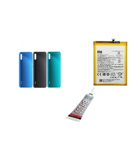 REDMİ 9A ARKA BATARYA KAPAĞI ,BATARYA VE B7000 YAPIŞTIRICI (MAVİ)