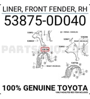 Toyota Yaris Ön Çamurluk Davlumbazı Sağ 200611 (Oem No:  538750D040)
