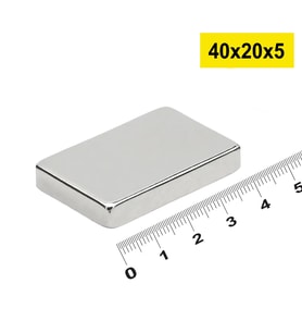 50 Adet 40x20x5mm Neodyum Magnet Güçlü N35 Mıknatıs Köşeli Nikel Kaplama