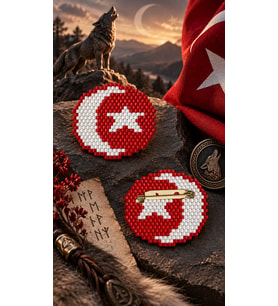 Miyuki Boncuk El Yapımı Türk Bayrağı Ay Yıldız Bayrak Broş - Yaka İğnesi