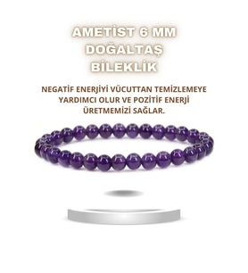 Nelleovana Ametist Doğal Taş Bileklik 6 Mm ( Zarif, Ince ) ( Yaşam Sevinçi Verir )