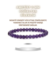 Nelleovana Ametist Doğal Taş Bileklik 6 Mm ( Zarif, Ince ) ( Yaşam Sevinçi Verir )