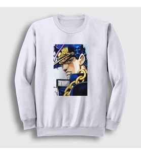 Presmono Unisex Beyaz Jotaro Kujo V2 Anime Jojo Sweatshirt 322371tt