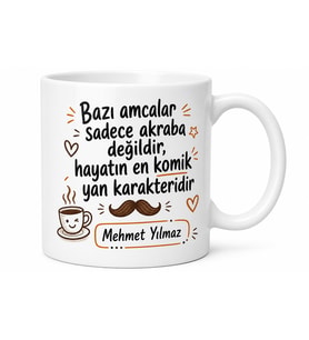 Amca İçin Özel Tasarım Seramik Baskılı Kupa Bardak Esprili Hediye