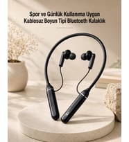 Kablosuz Boyun Tipi Bluetooth Kulaklık Mikrofonlu Spor ve Günlük Kullanıma Uygun