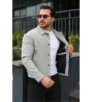 Spor Şık Rahat Kumaş Düğmeli Mevsimlik Ceket (Açık Gri)