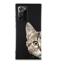 Samsung Galaxy Note 20 Plus Uyumlu Lansman Kılıf Catface Tasarımlı İçi Kadife Kapak-Siyah (Şeffaf)