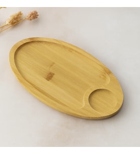 Bambu Oval 2 Bölmeli Mini Servis Tepsisi 25x14x1.4 cm