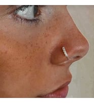 Heppii 925 Ayar Gümüş Halka Taşlı Hızma Burun Piercing 9 mm Gümüş Renkli
