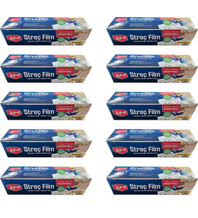 Roll-Up Şeffaf Mutfak Rulo Streç Film Folyo - 30 Cm. x 300 Metre - Gıdaya Uygun - 10 Paket