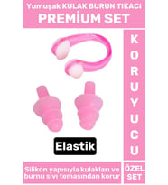 Premium Set Elastik Yumuşak Havuz Deniz Su Sızdırma Gürültü Önleyici KULAK BURUN TIKACI SETİ