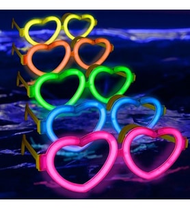 Glow Kalpli Fosforlu Gözlük 6’lı Renkli Set – Neon Parti