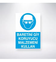 Baretini Giy Koruyucu Malzemeni Kullan 21x28 Arkası Yapışkanlı Levha