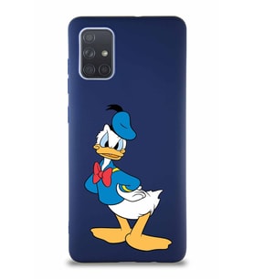 Samsung Galaxy A71 Soft Premier Kapak Donald Duck-D Tasarımlı Silikon Kılıf - Lacivert (Şeffaf)