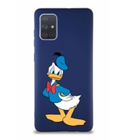 Samsung Galaxy A71 Soft Premier Kapak Donald Duck-D Tasarımlı Silikon Kılıf - Lacivert (Şeffaf)