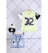 Babyhola Tshirt Pantolon Ayakkabı Erkek Çocuk Takım 3'lü 0779 (Yeşil)
